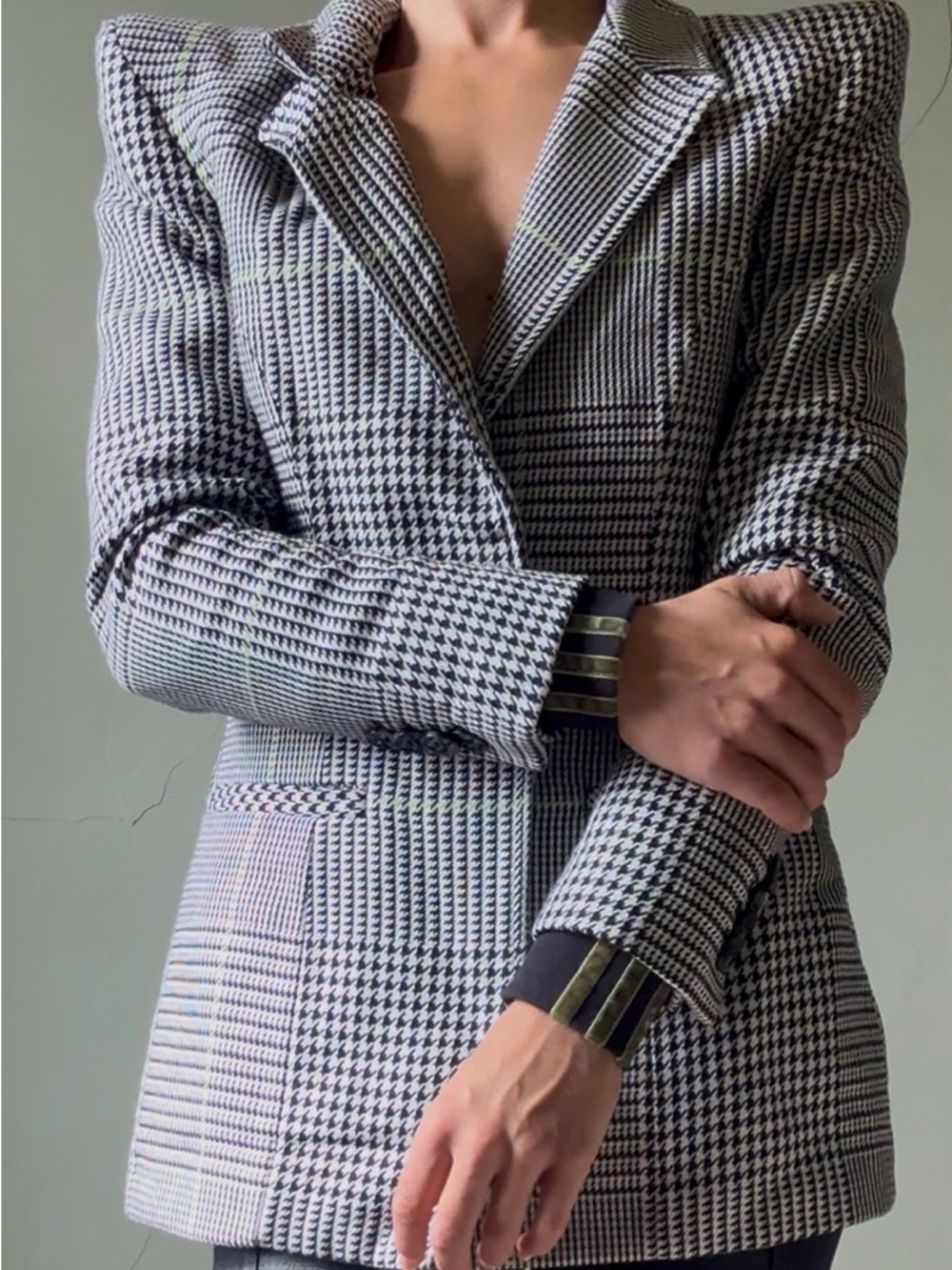 Adidas x IVY PARK Houndstooth Blazer in Black & White - Picture 4 of 6